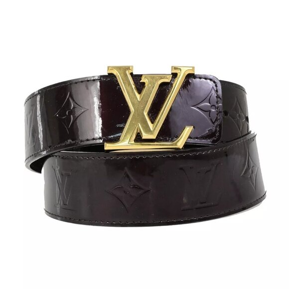 LOUIS VUITTON Ceinture Belt 80/32 Monogram Vernis Bordeaux Red - Picture 1 of 13